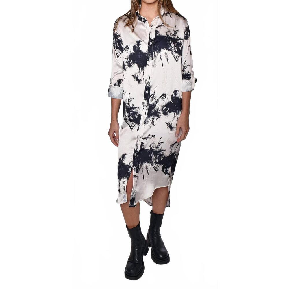 NEW EMILY PHILLIPS tie dye midi dress in black